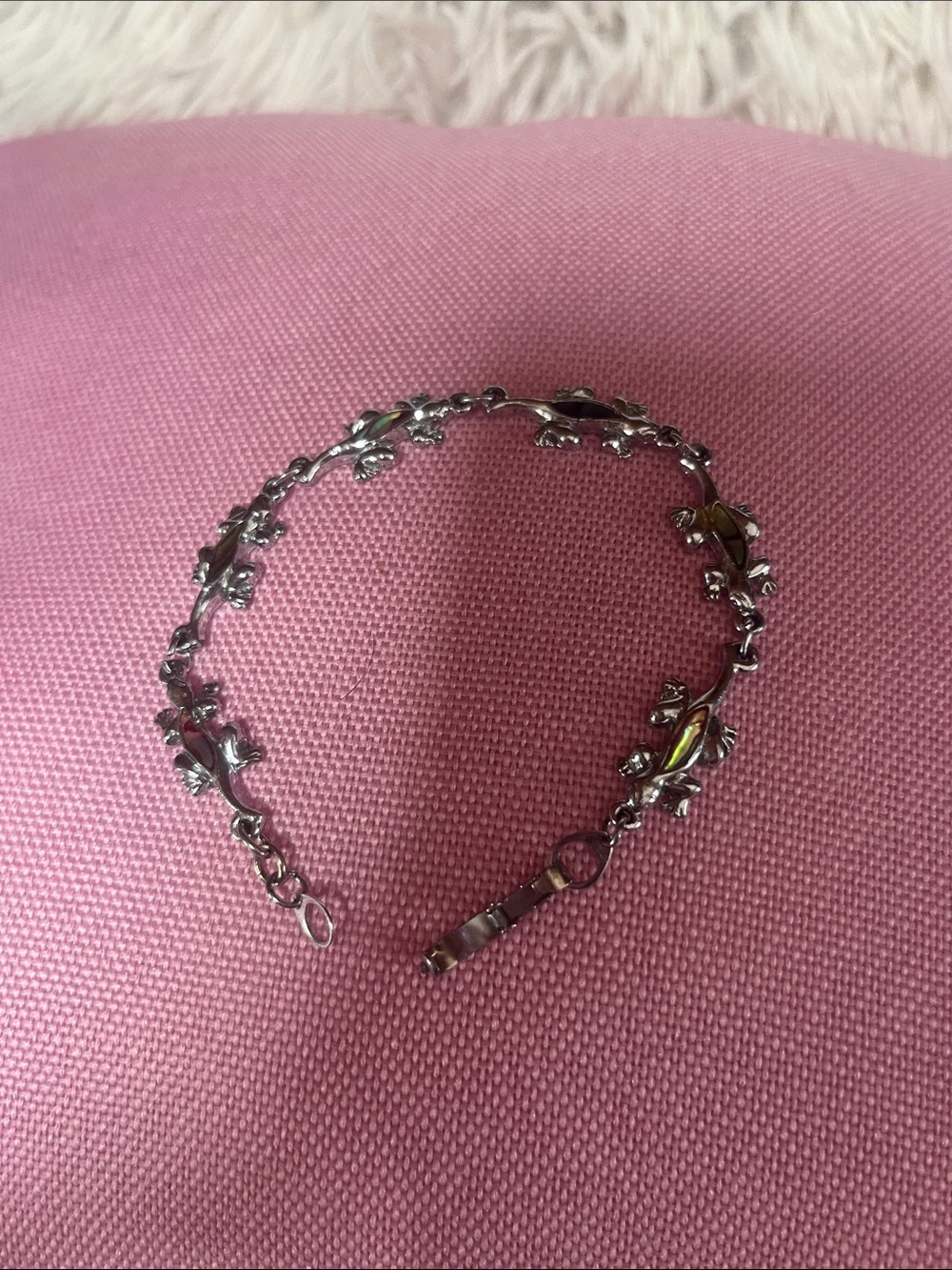 Silver alligator Bracelet with Crystal Accents